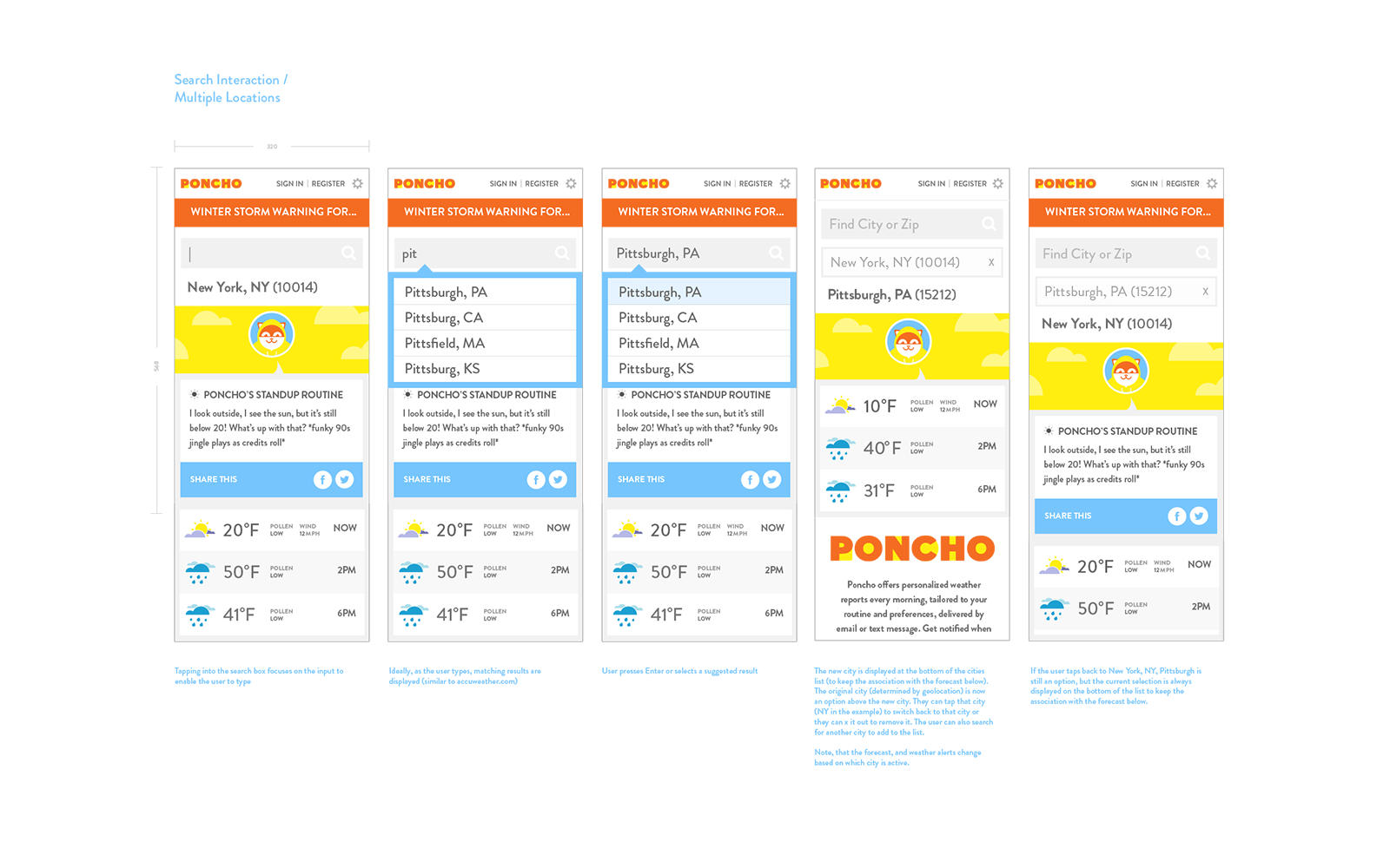 Poncho brand collateral and merchandise design