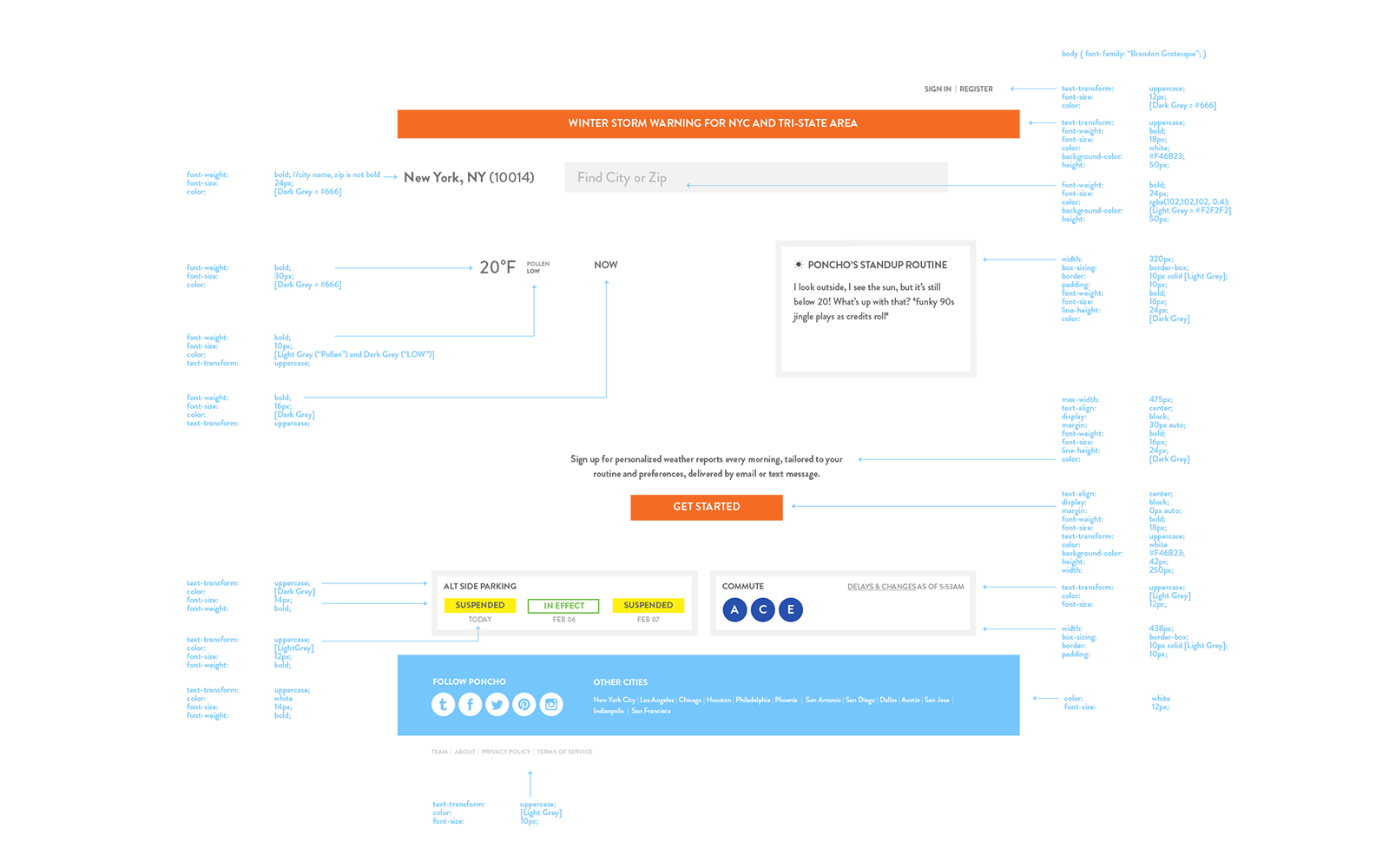 Poncho weather service complete brand identity system