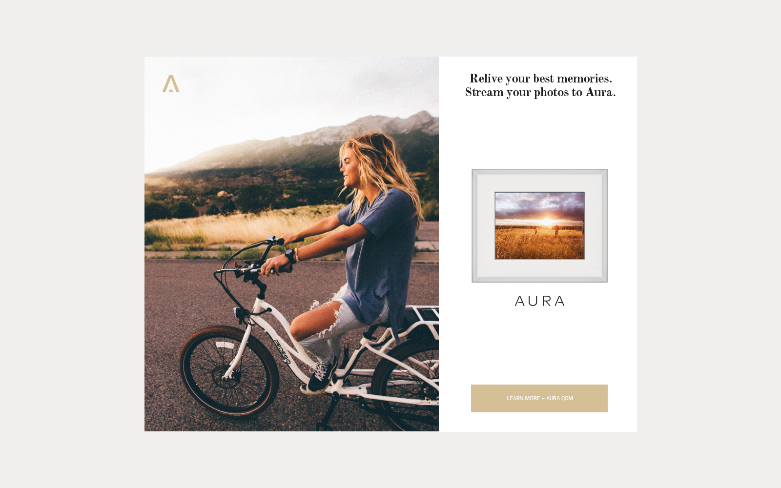 Aura smart frame product photo with hand gesture controlling photo display