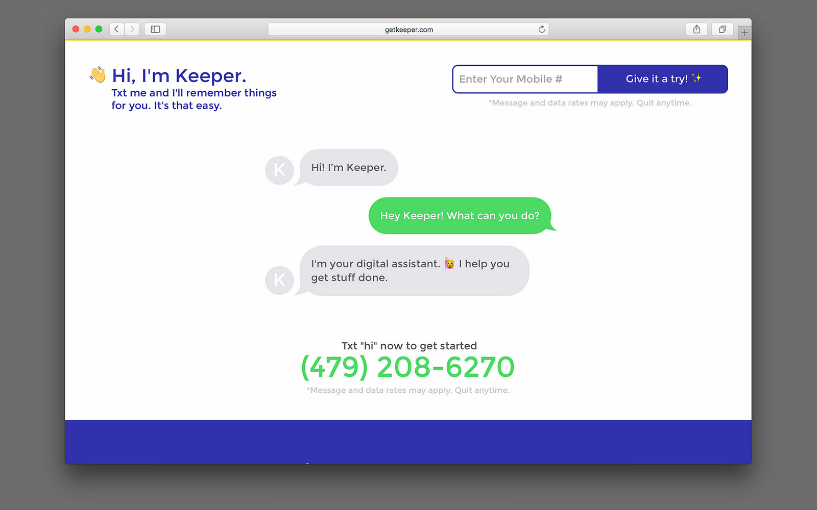 Keeper virtual assistant product features and functionality design