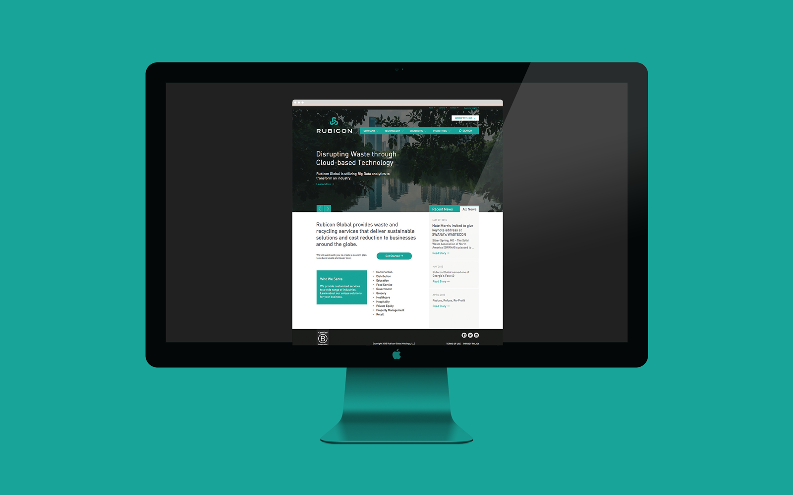 Rubicon brand identity applications on environmental materials