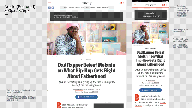 Fatherly article page redesign demo