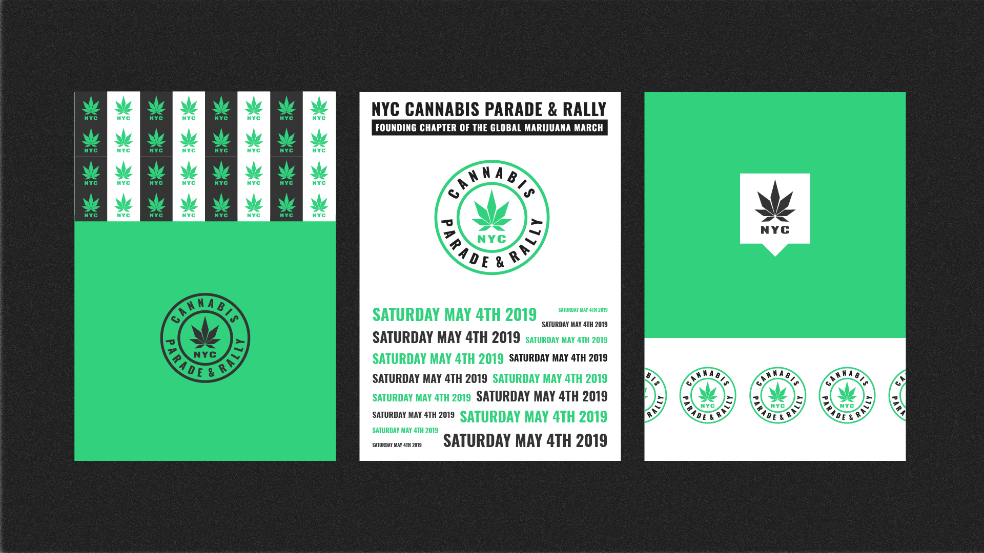NYC Cannabis Parade brand identity applications
