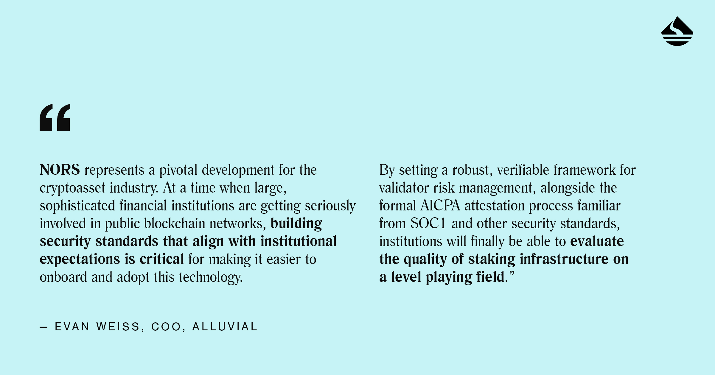 Evan Weiss quote on NORS certification standard