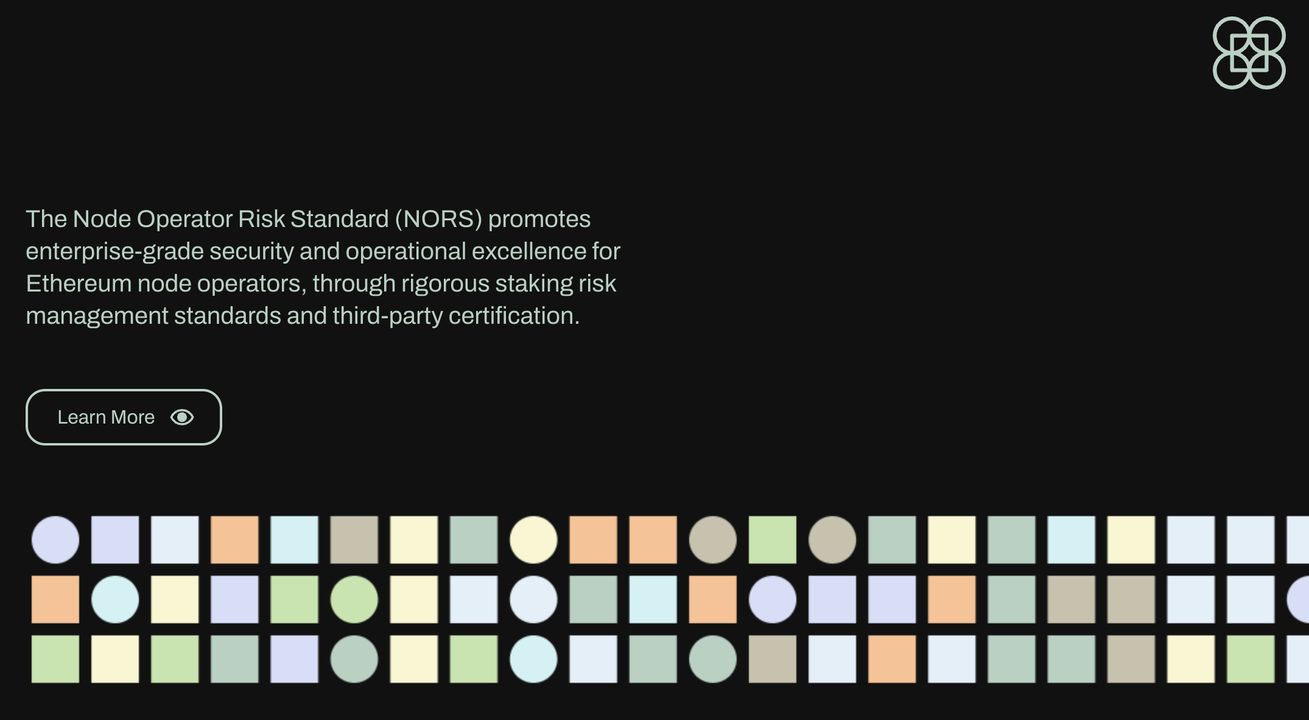 NORS homepage hero section with mission statement and brand pattern