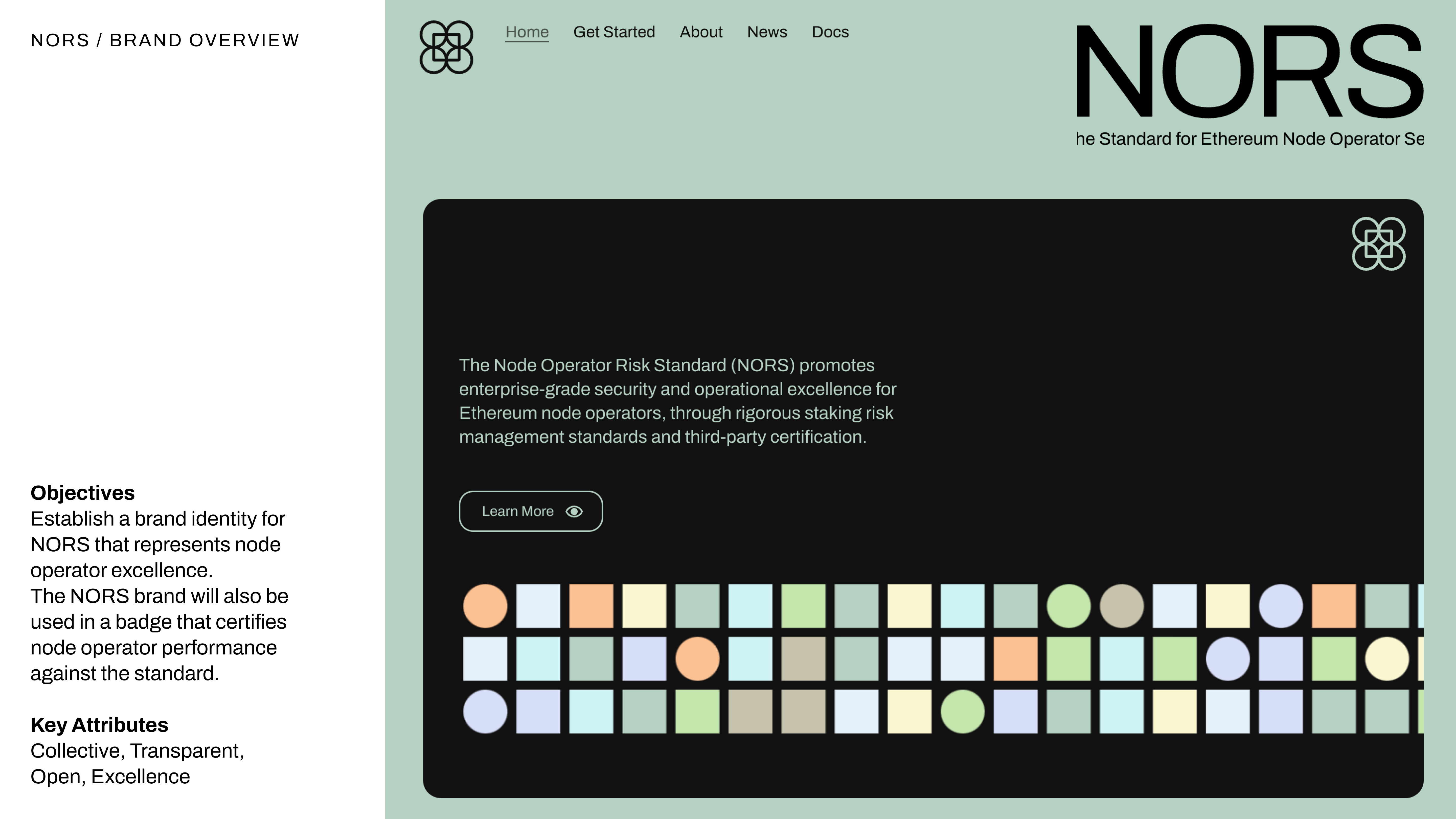 NORS complete brand identity system for enterprise validator certification