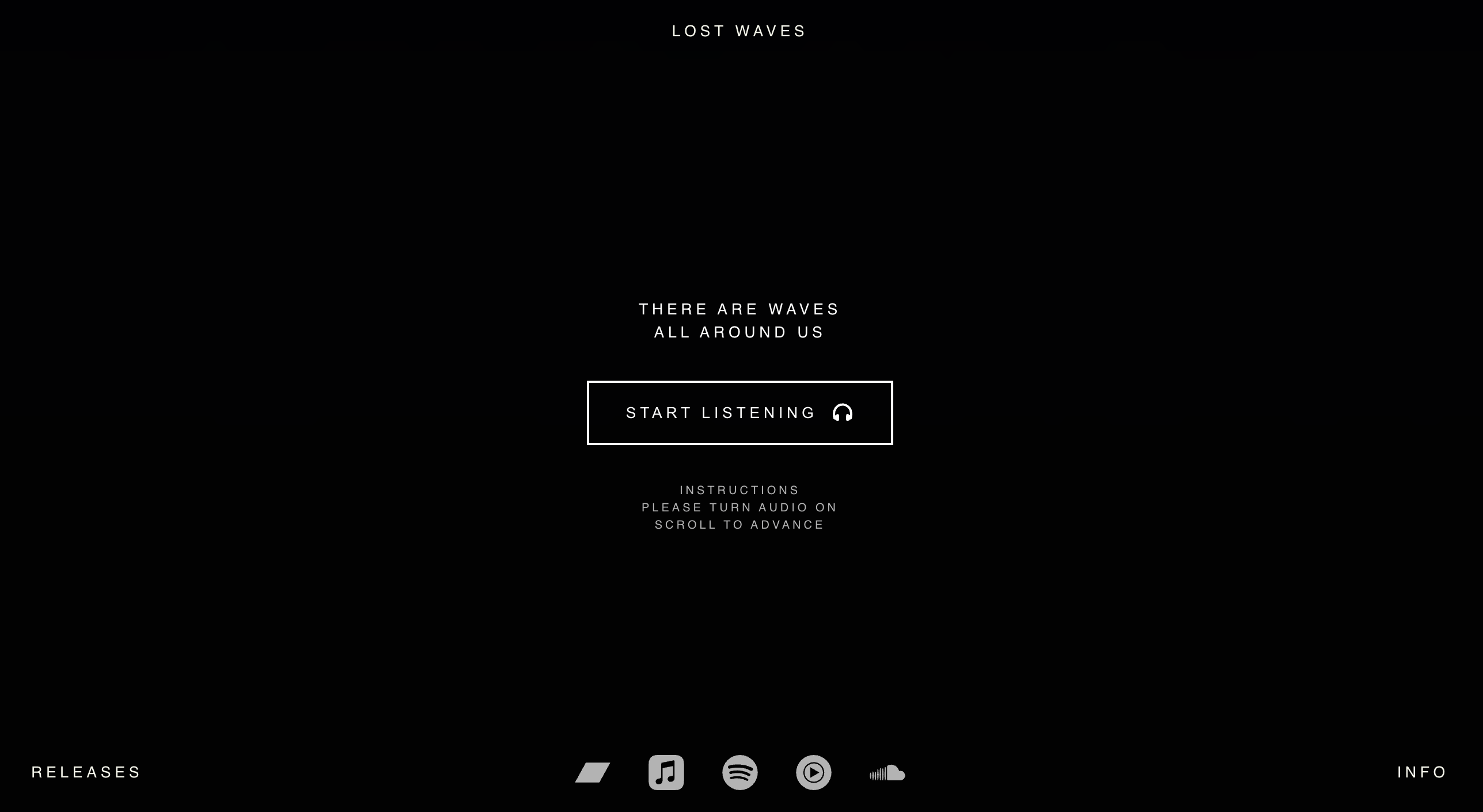 Lost Waves album discovery interface showing horizontal scrolling navigation