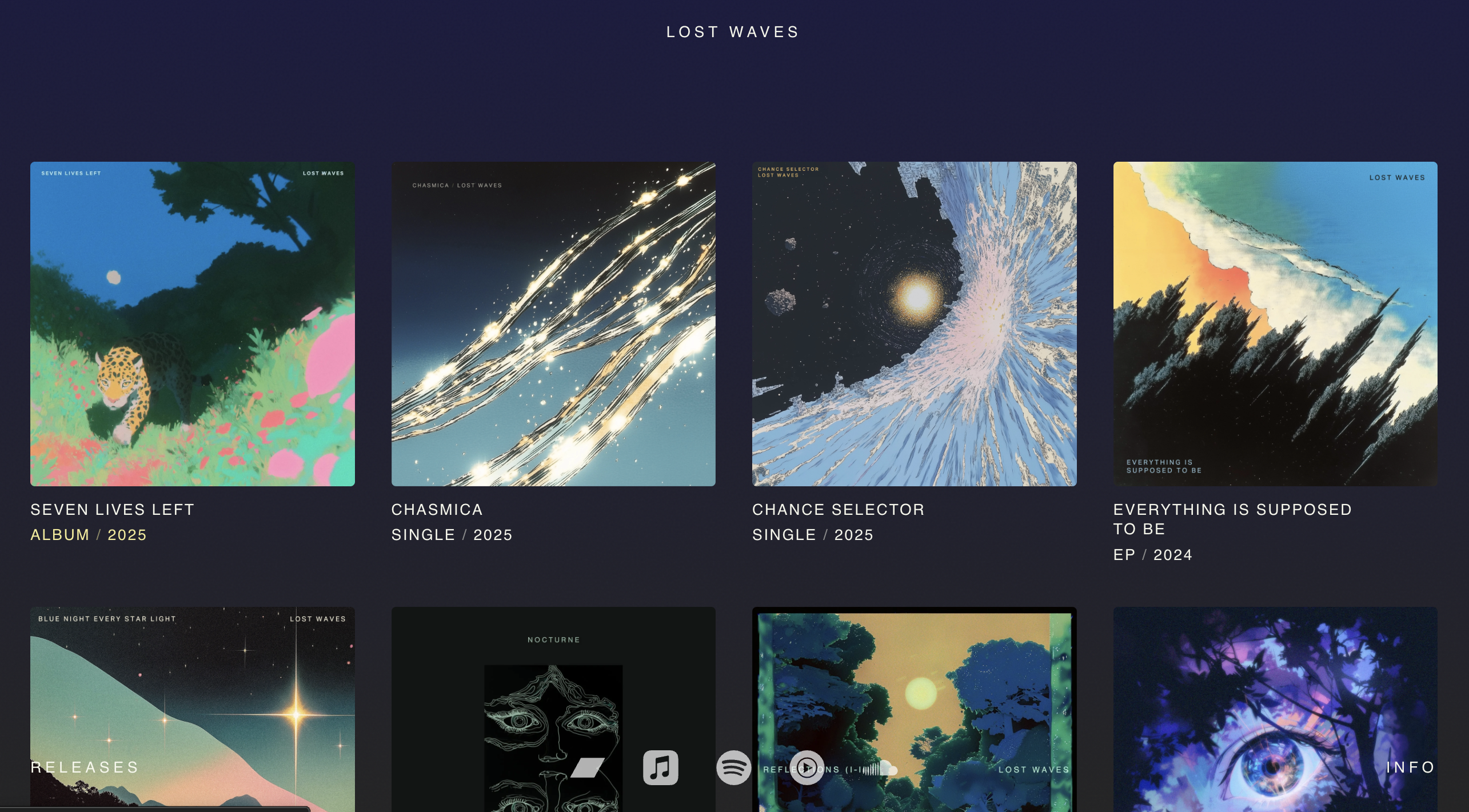 Lost Waves wake effects trailing behind moving album covers