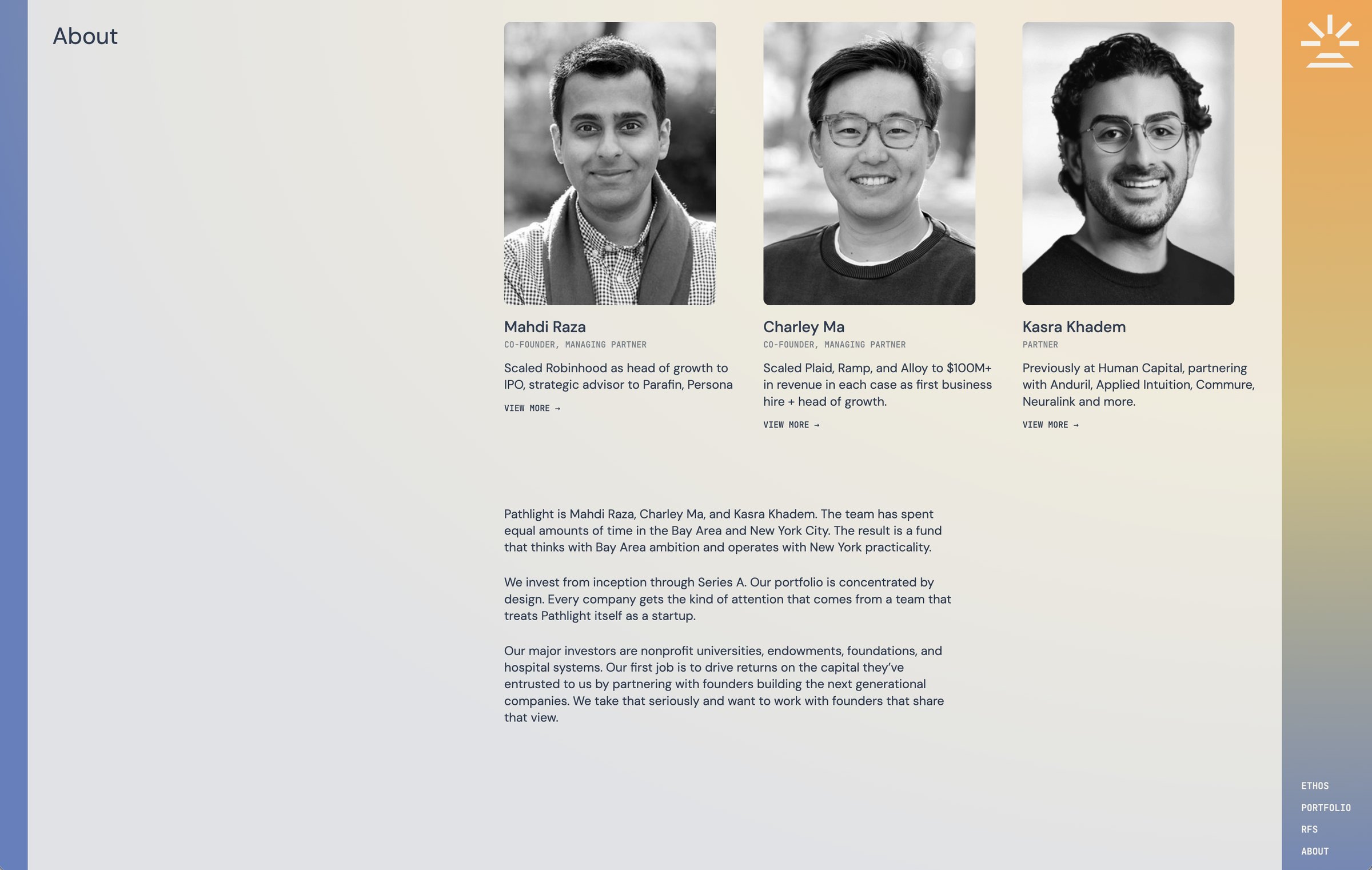 Pathlight website about section