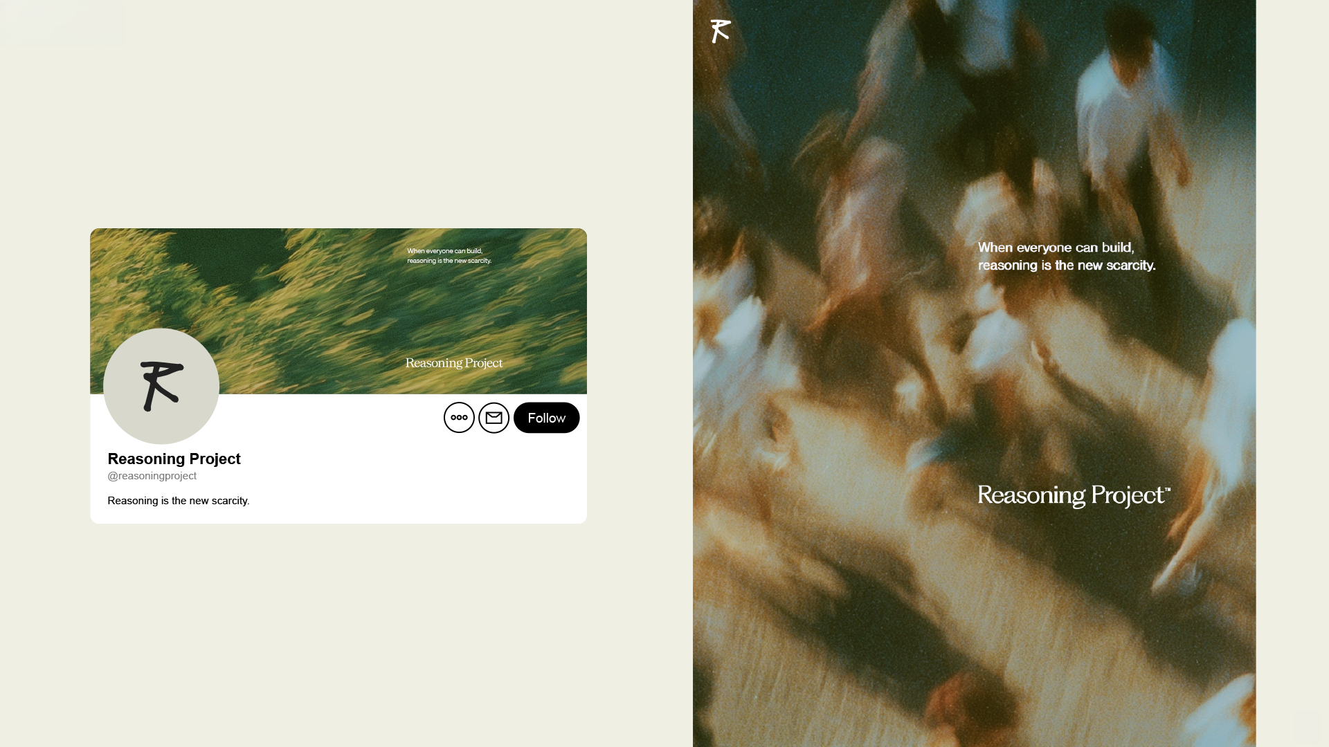 Reasoning Project brand applied to social profiles and posters