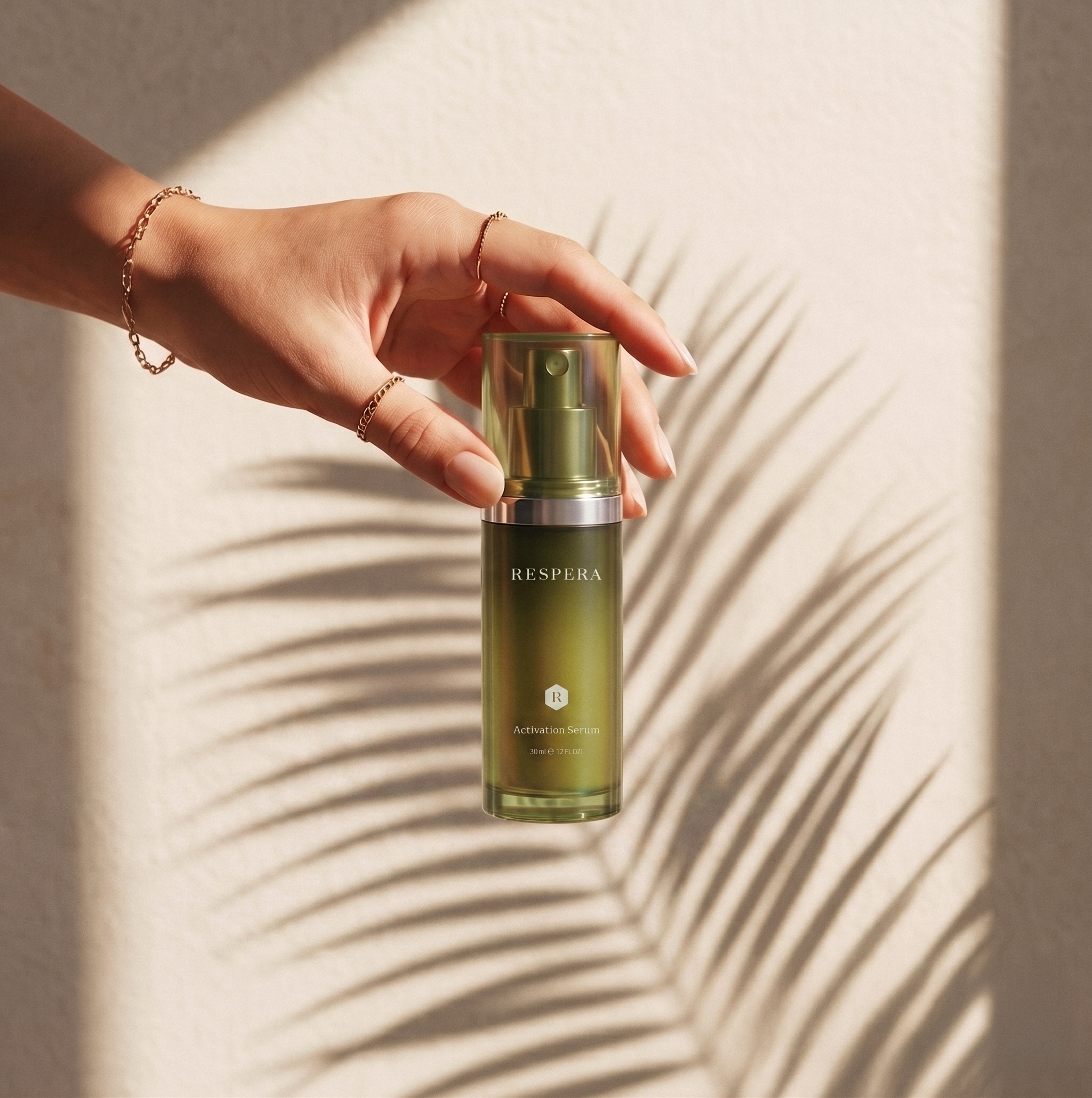 Respera skincare packaging applied in context